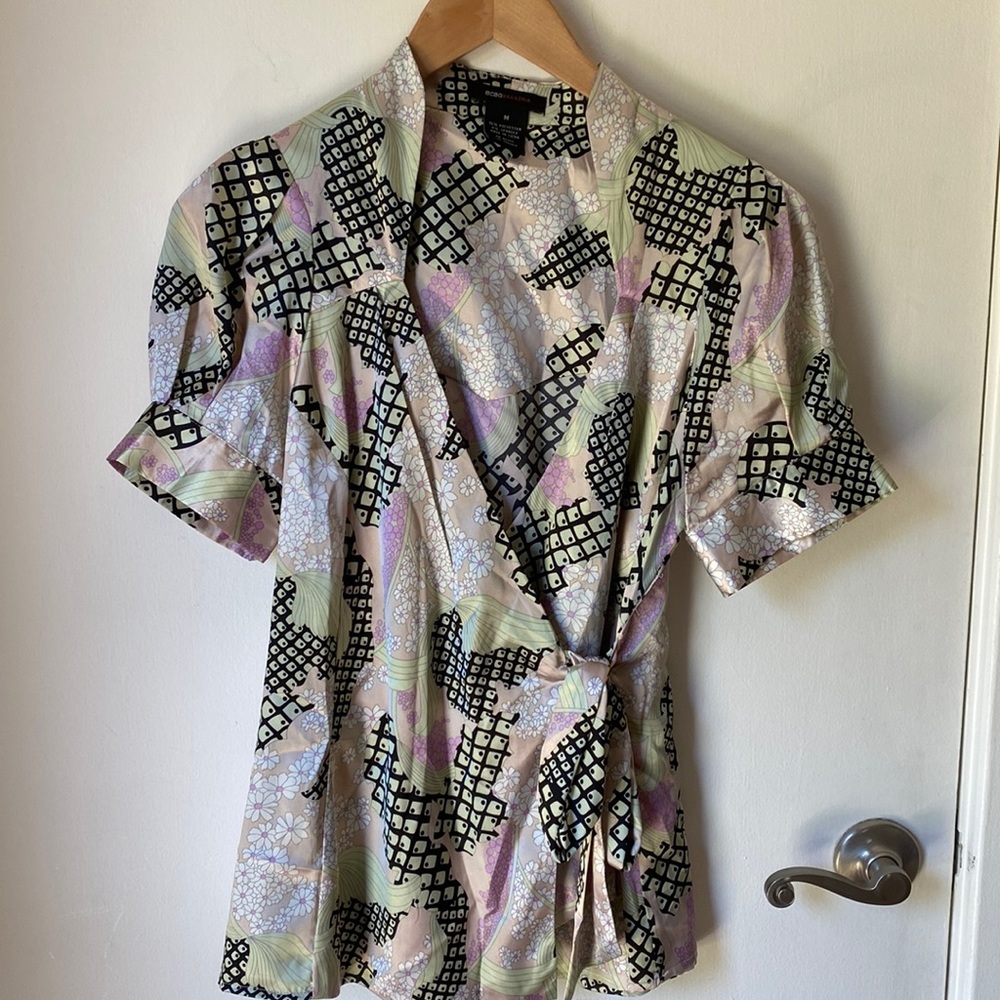 Satin wrap blouse